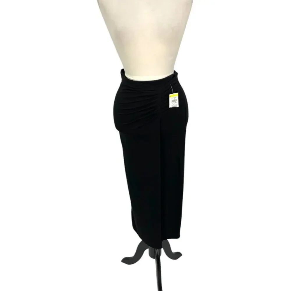 Halogen Ruched Jersey Midi Skirt Black Size XXS NWOT $34 MSRP